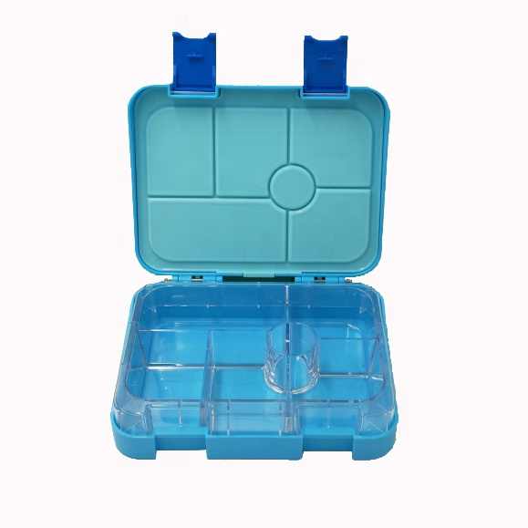 A blue BPA free lunch container
