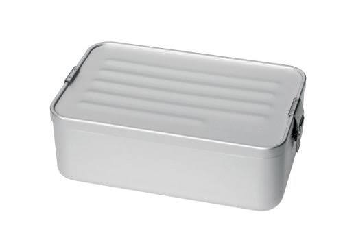 Locked silver aluminum lunch box