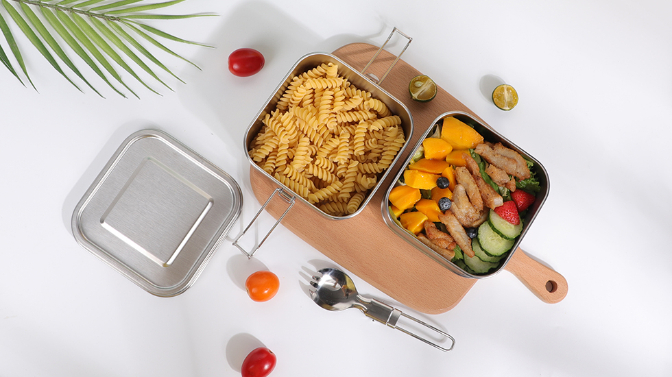 Nicety square sealed leak proof lunch box stainless steel portable Tiffin Box For Adult Child