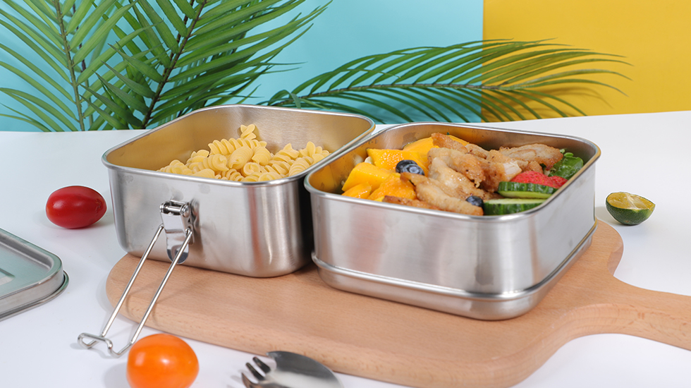 Nicety square sealed leak proof lunch box stainless steel portable Tiffin Box For Adult Child