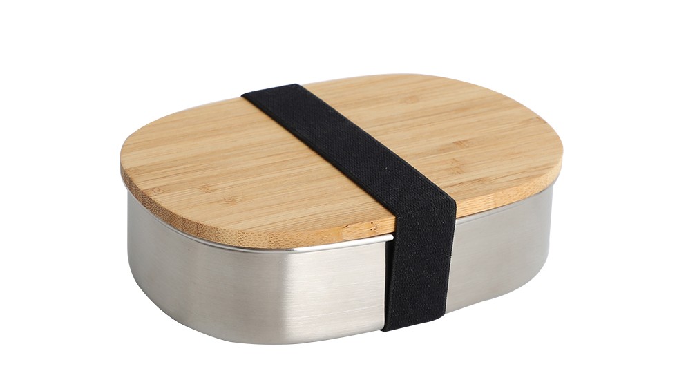bamboo lid oval lunch box