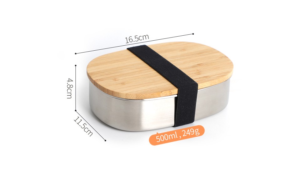 bamboo lid oval lunch box