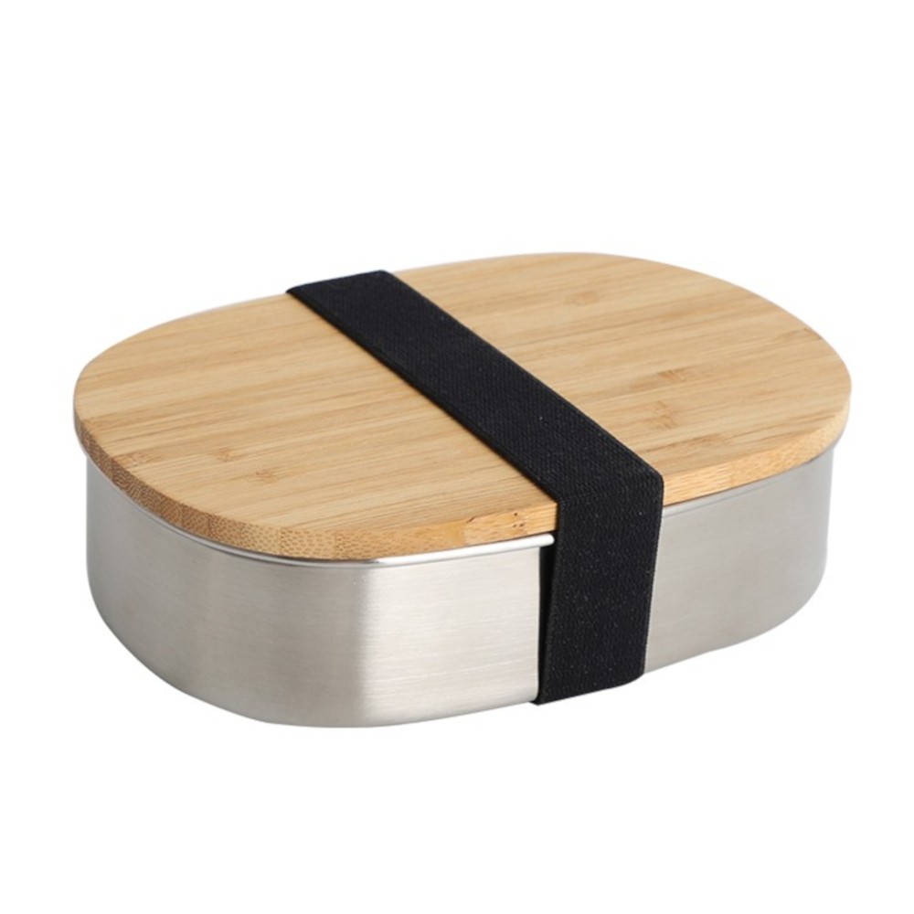 bamboo lid oval lunch box