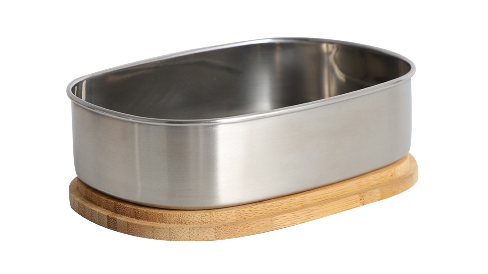 bamboo lid oval lunch box