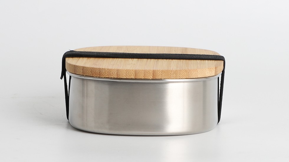 bamboo lid oval lunch box