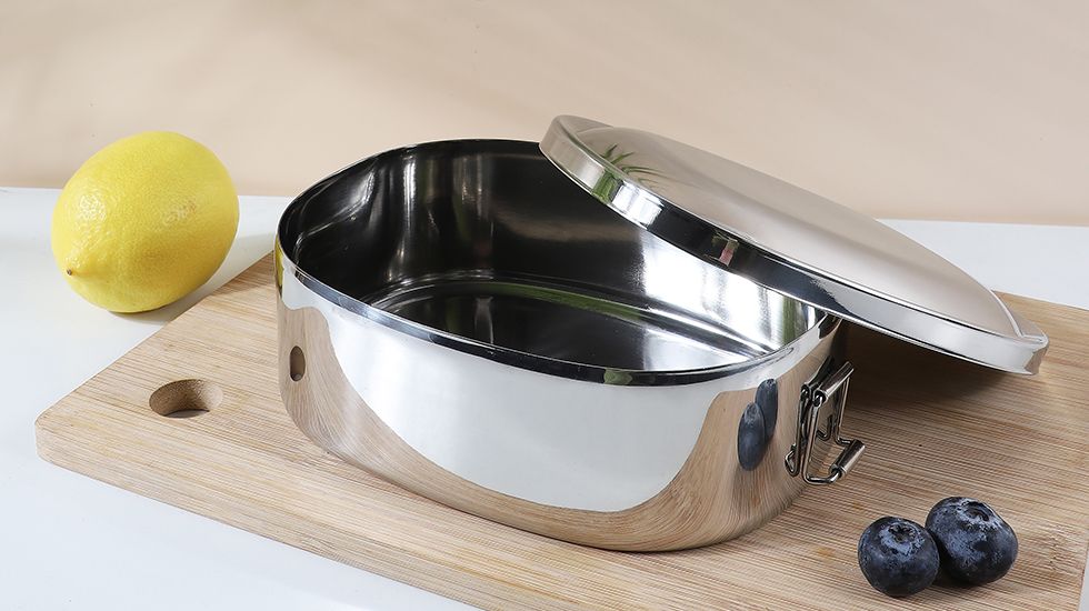 oval lunch box with buckle