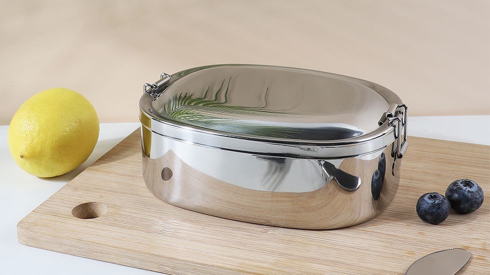 oval lunch box with buckle