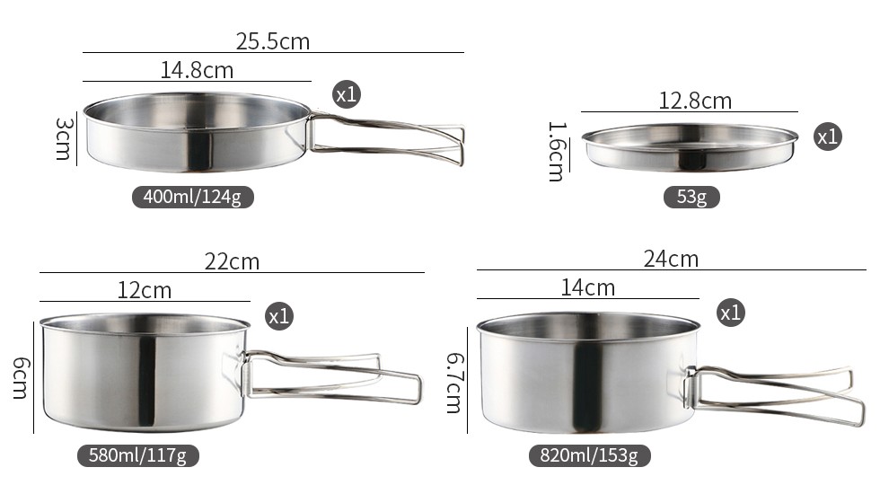 round camping pot set