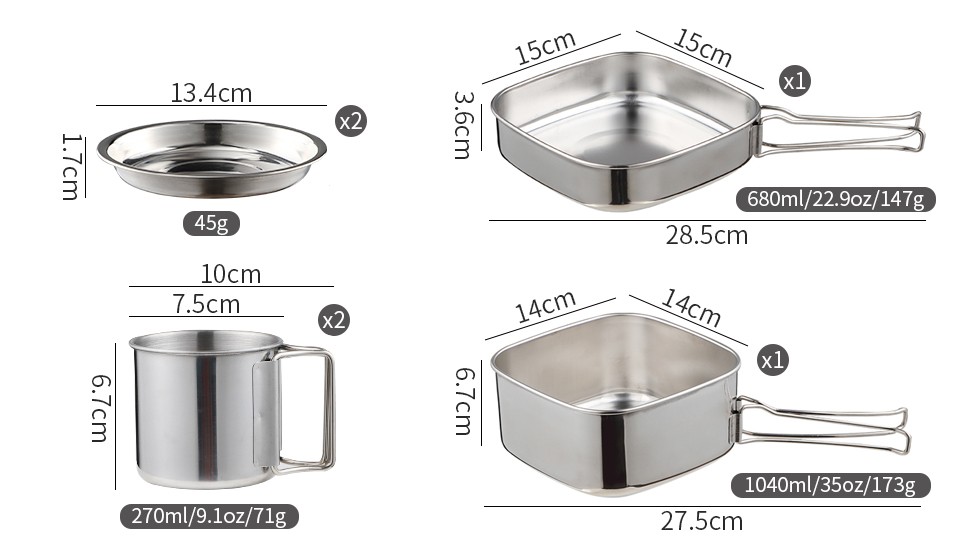 square camping pot