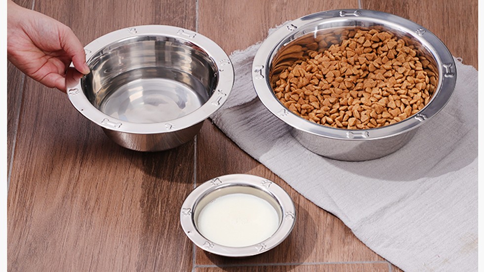 pet bowl with paw prints