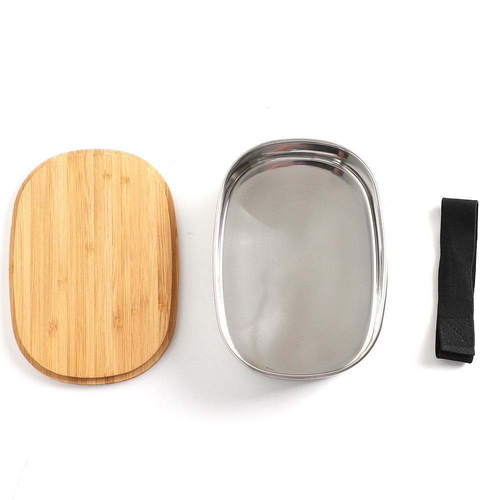 bamboo lid oval lunch box