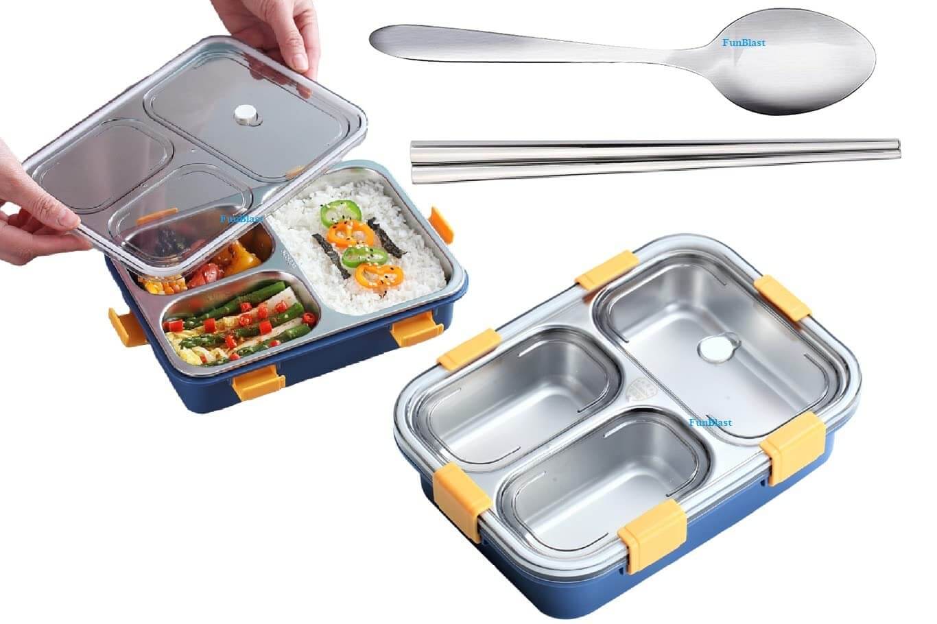 Funblast steel lunch box with spoon and edibles