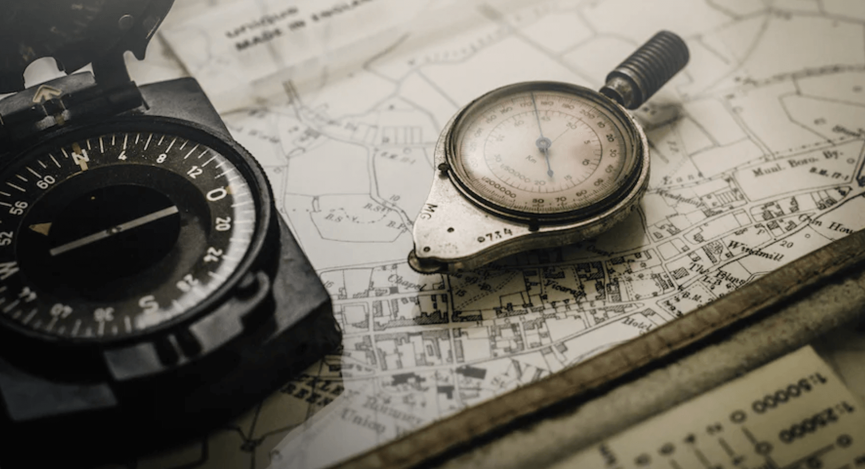 a map and a compass