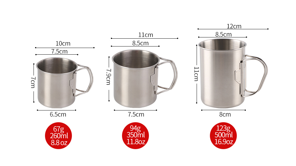 Foldable Camping Cup Pot Stainless Steel Camping Mugs With