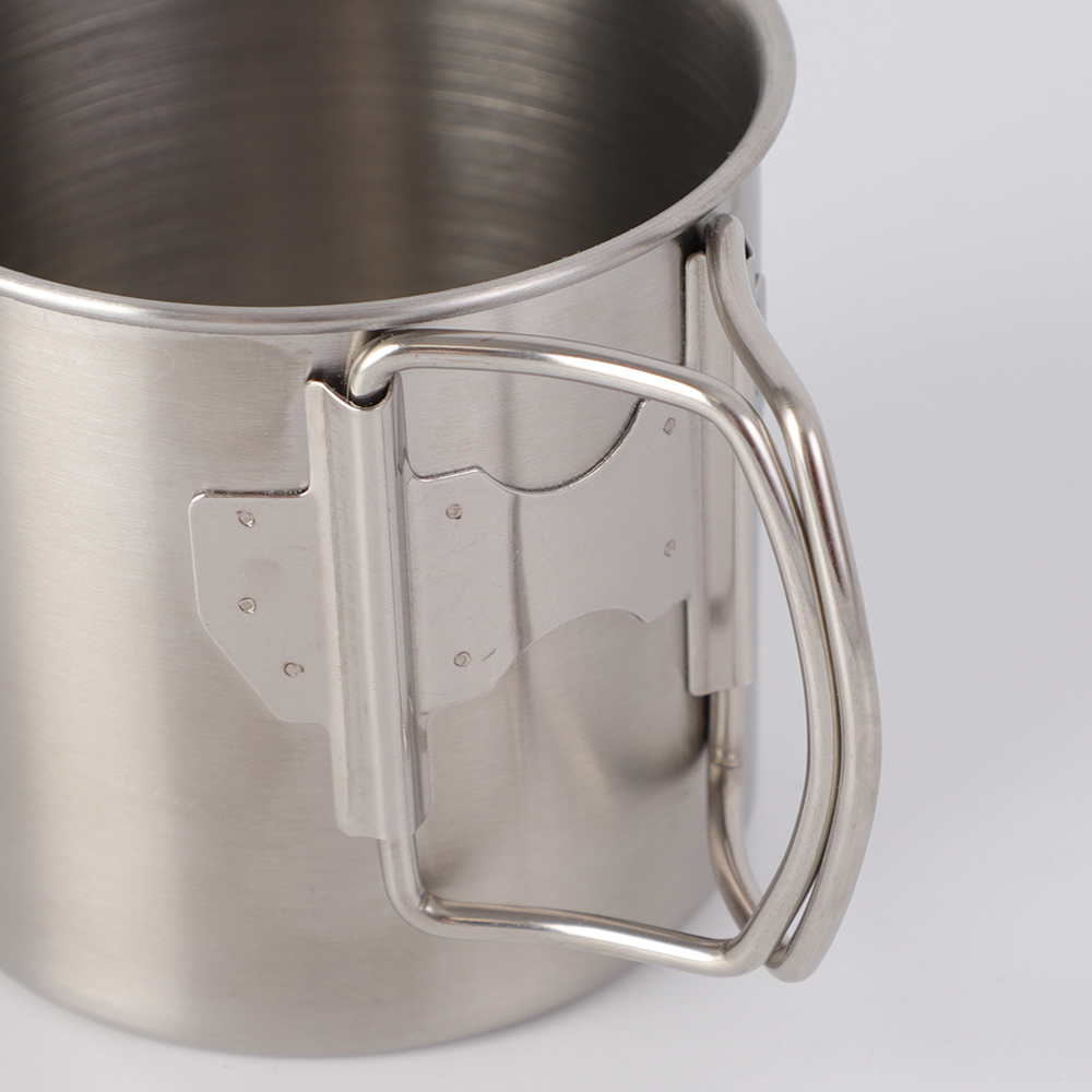 SUS304 Stainless Steel Outdoor Camping Cup Mug with Folding Handle