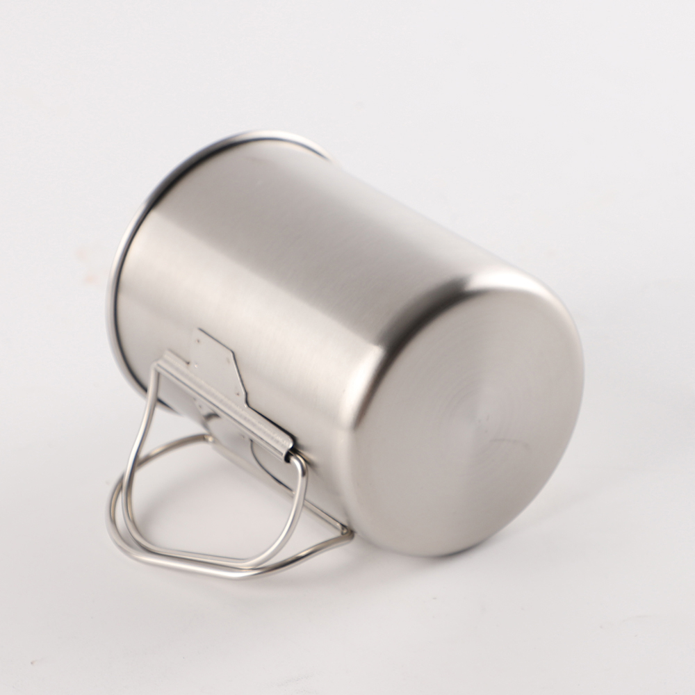 SUS304 Stainless Steel Outdoor Camping Cup Mug with Folding Handle