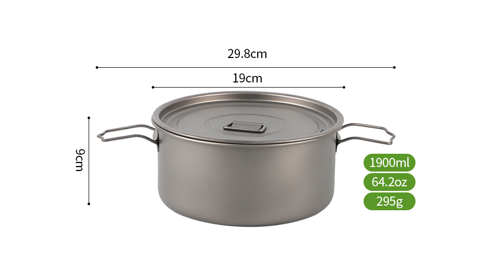 1.9L Large capacity Titanium Camping Cooking Pot manufacturer