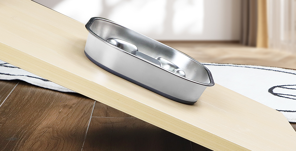 non slip stainless steel slow feed dog bowls