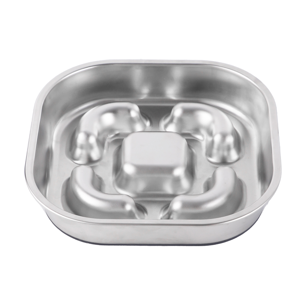 non slip stainless steel slow feed dog bowls