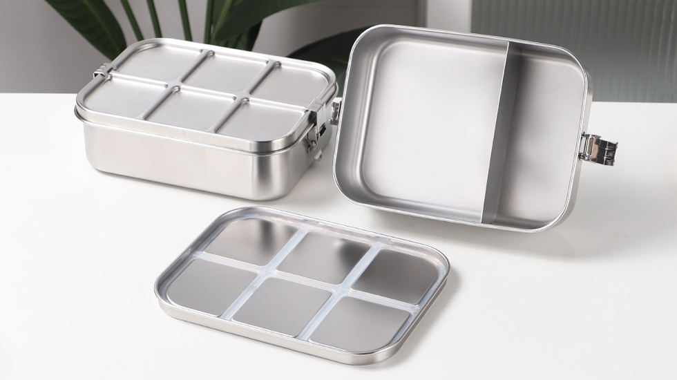 Stainless Steel LEAK RESISTANT COMPARTMENTS Lunch Box 8