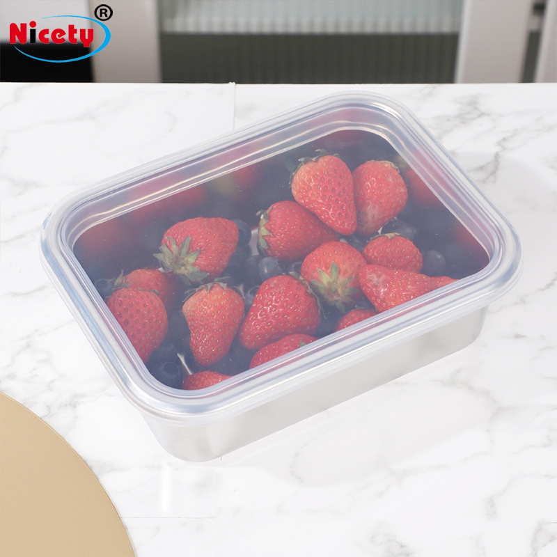Stainless Steel Rectangle Food Storage Bento Box Container Leak Proof Silicone Lid Dishwasher Safe Plastic Free 1 1