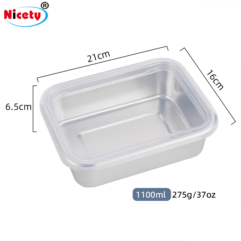 Stainless Steel Rectangle Food Storage Bento Box Container Leak Proof Silicone Lid Dishwasher Safe Plastic Free 2
