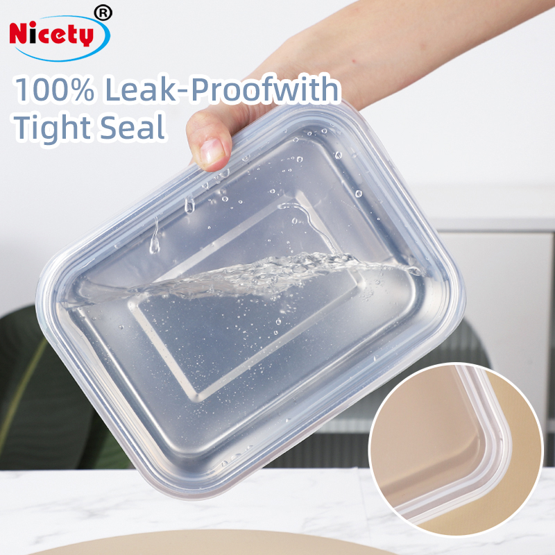 Stainless Steel Rectangle Food Storage Bento Box Container Leak Proof Silicone Lid Dishwasher Safe Plastic Free 3