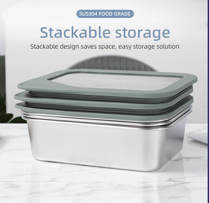 ecofresh stainless steel food storage container with glass lid stackable microwave safe 10