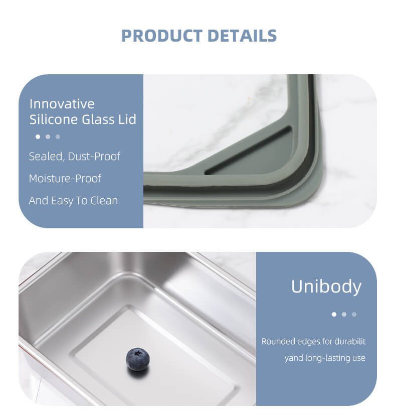 ecofresh stainless steel food storage container with glass lid stackable microwave safe 8