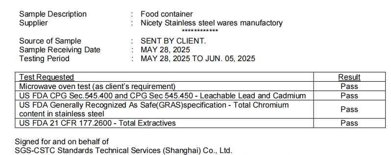 SGS REPORT